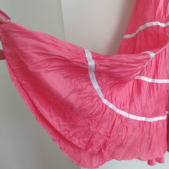 VINTAGE BETSEY JOHNSON Pink Taffeta Tiered Maxi Skirt Punk Fairy Grunge - Size 8 - Picture 6 of 16